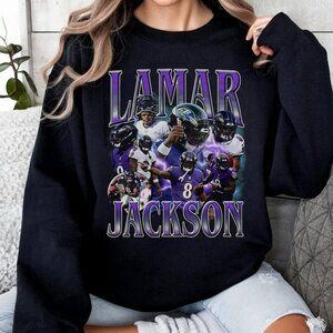 Lamar Jackson Sweatshirt 90s Graphic NFL Ravens Football Crewneck Style 05